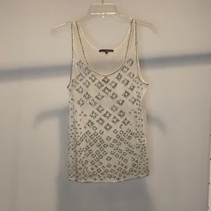 White / Silver  Sequence Top